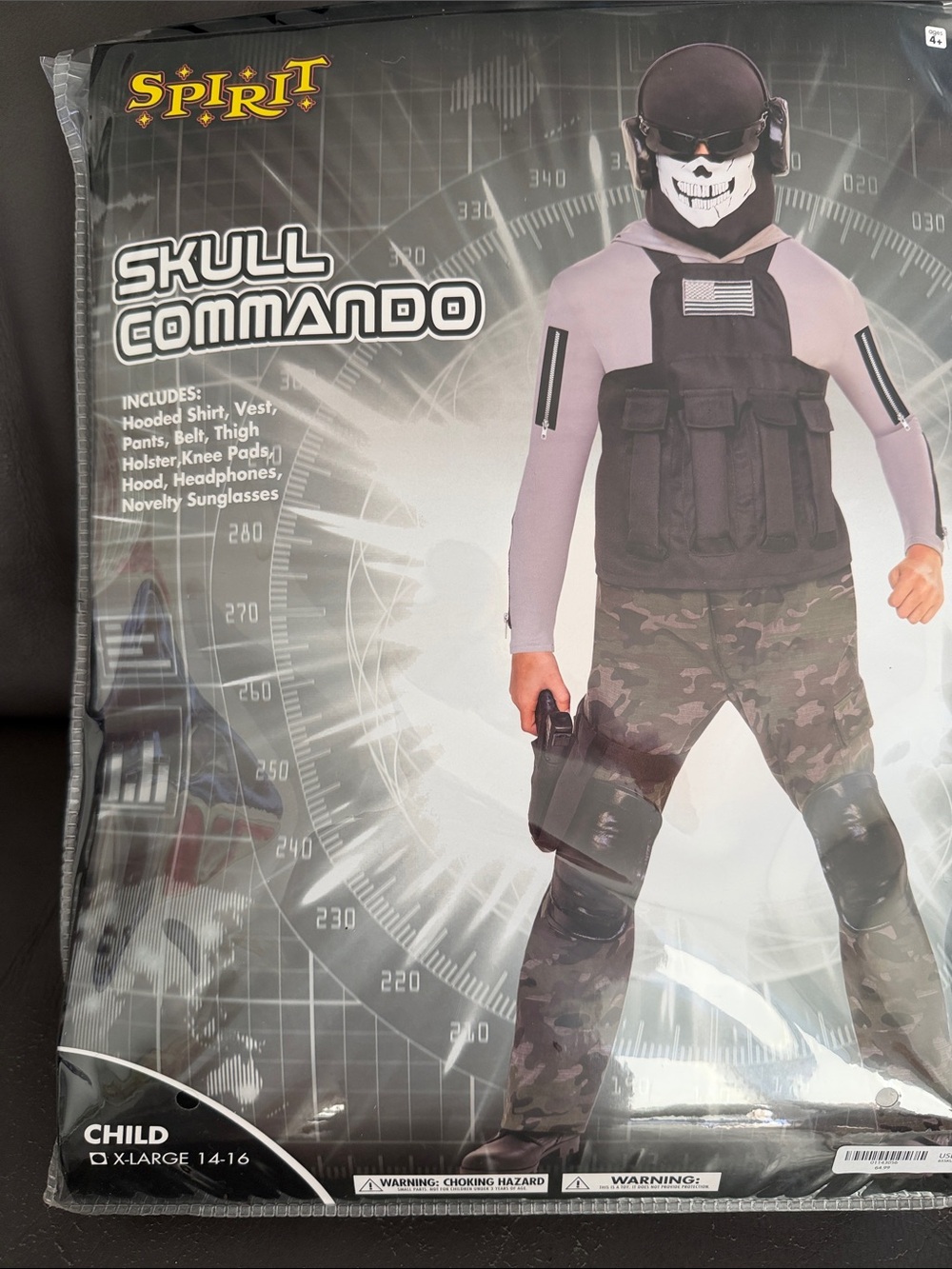 Spirit Kids Skull Commando Costume - Black, White, Camouflage